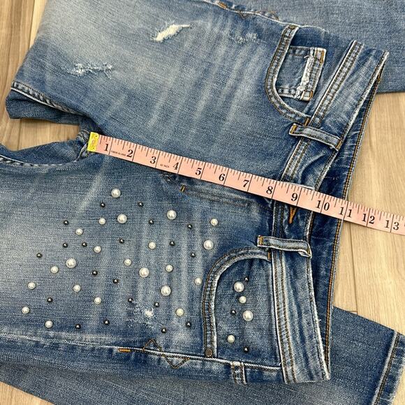 Zara embellished distressed denim jeans size 4 - Picture 8 of 9
